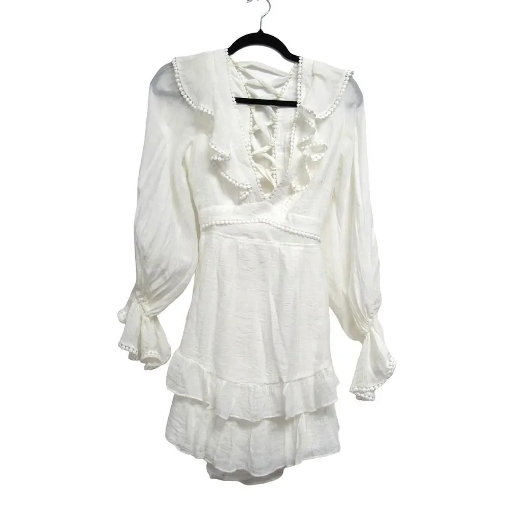 SAINTS + SECRETS FOR HELLO MOLLY WANT TO WARN YOU DRESS WHITE SMALL - Picture 3 of 5